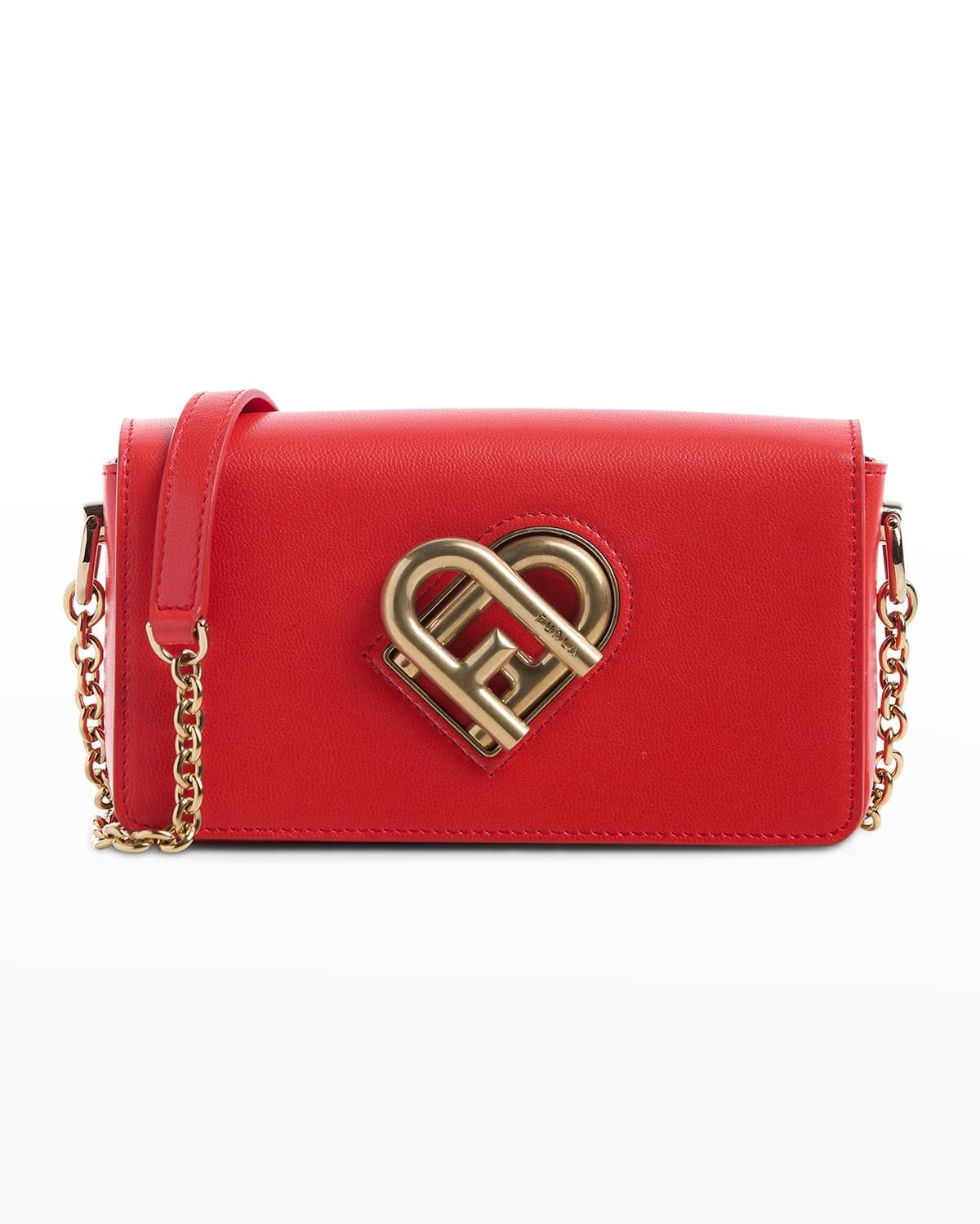 Furla My Joy Mini Logo Flap Leather Crossbody Bag in Red Lyst