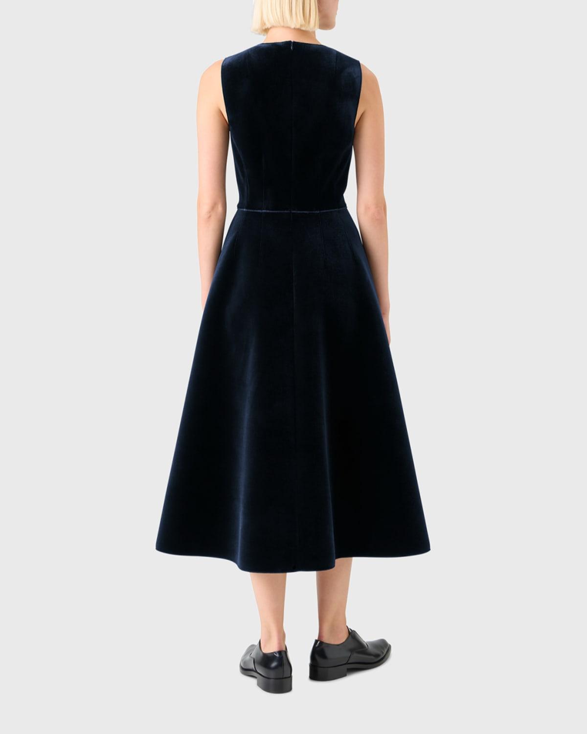 avalon pleated velvet cocktail midi dress Women's Alina Drop Waist Pleated Synthetic Velvet Midi Dress S/M/L Black MEAN BLVD L / Black