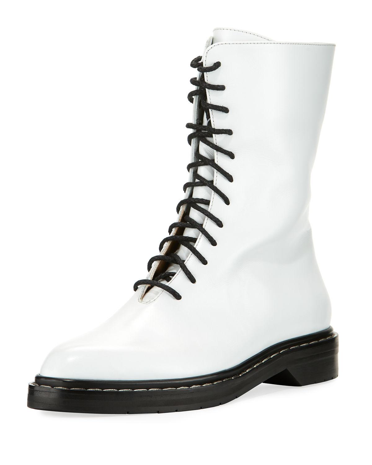Row Fara Lace-up Leather Combat Boot 