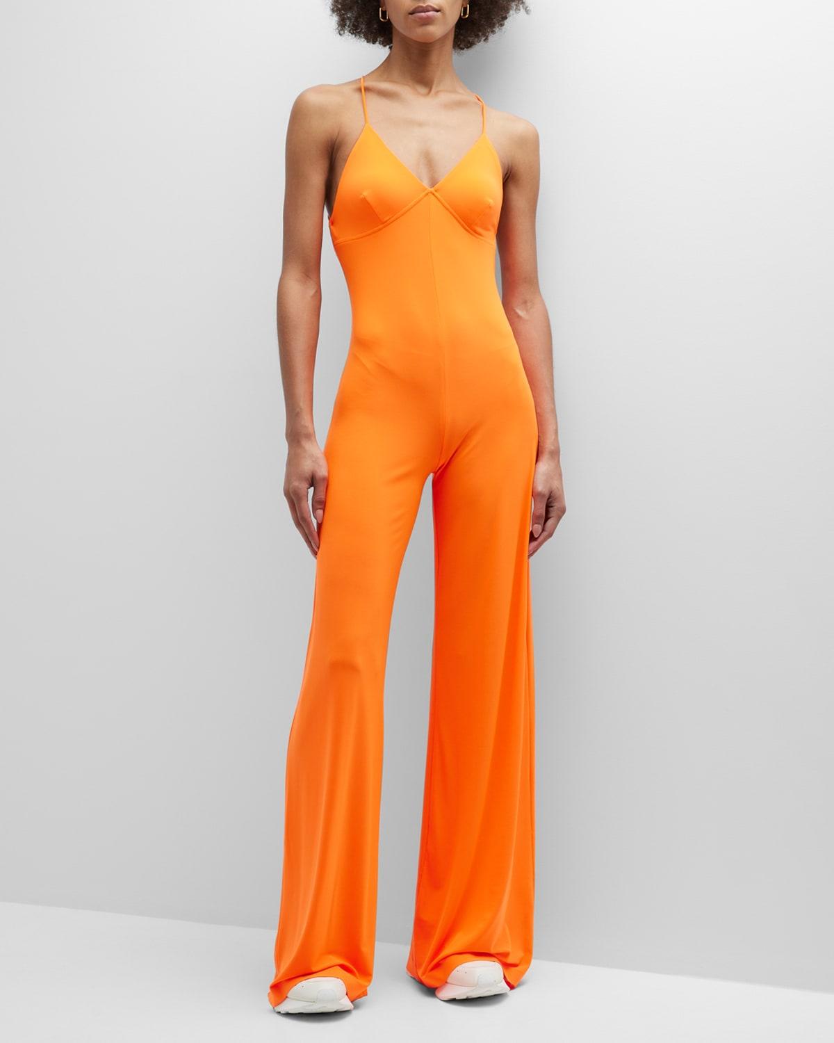 Norma Kamali Low-back Slip Jumpsuit in Orange | Lyst