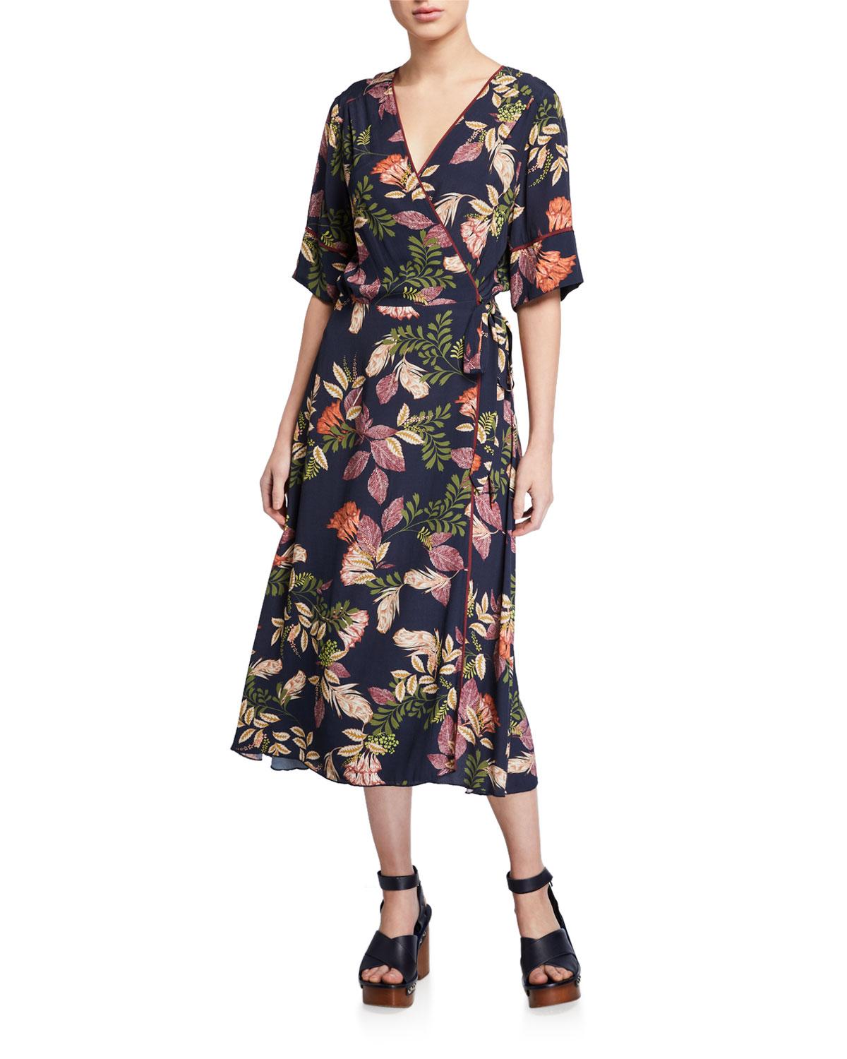 Johnny Was Synthetic Ryker Mixed Elbowsleeve Midi Wrap Dress Lyst