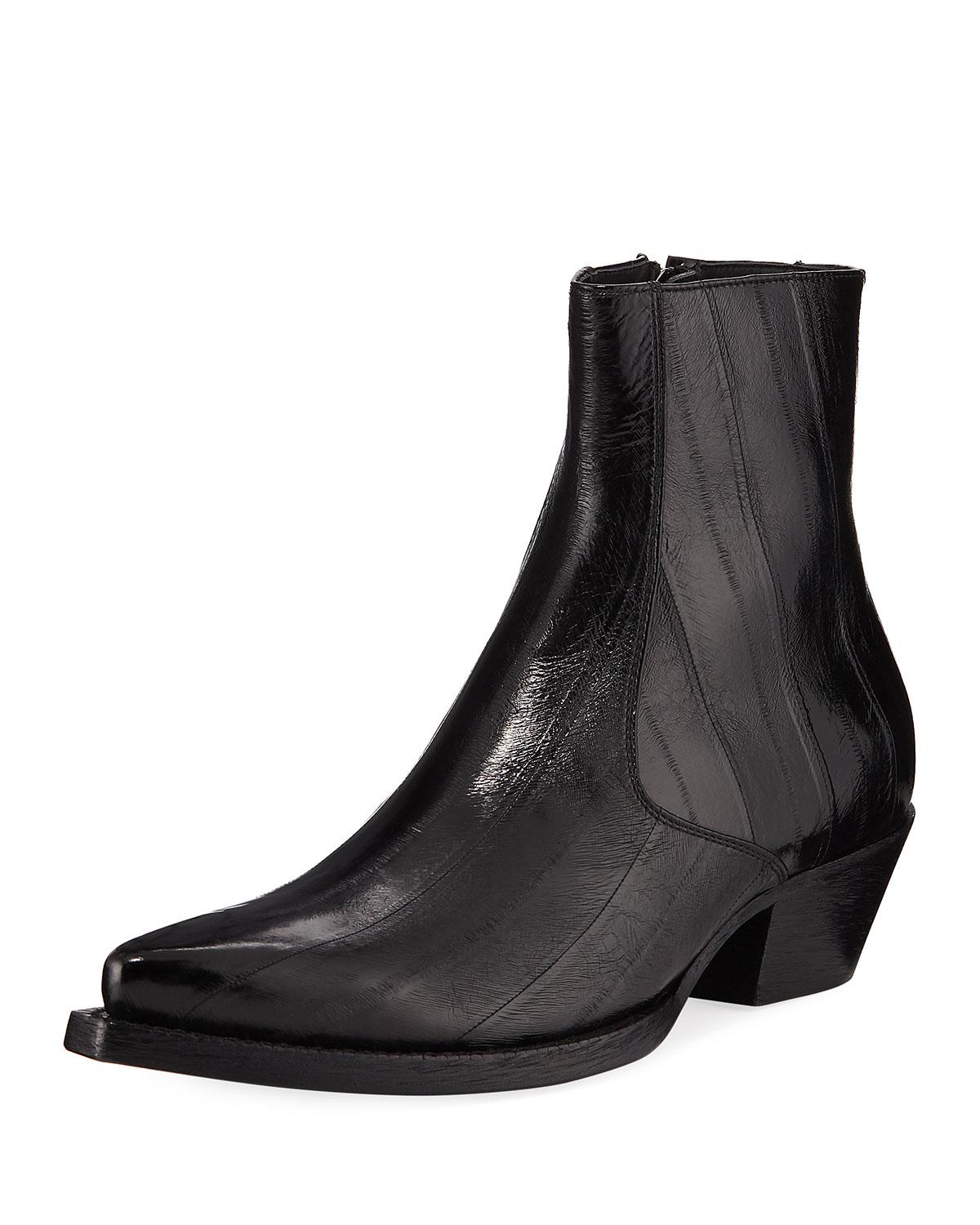 Saint Laurent Men's Lukas Eel-leather Boots in Black for Men - Lyst