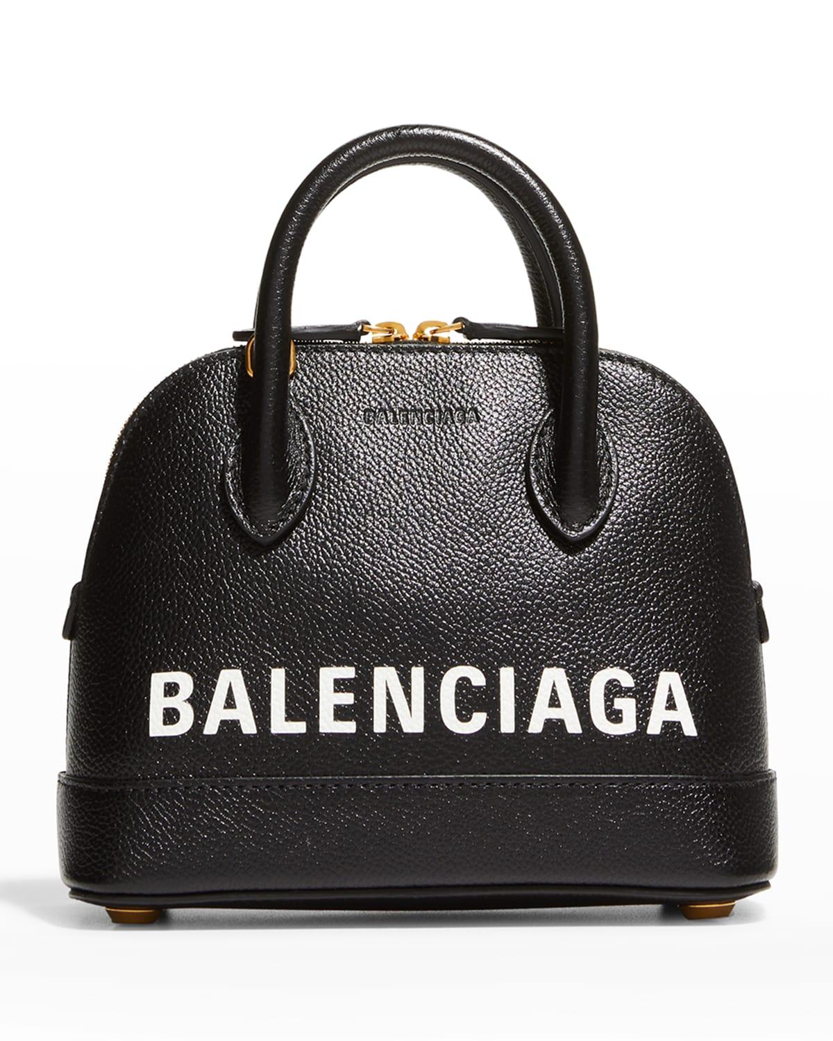 Balenciaga Ville Xxs Logo Pebbled Leather Top-handle Bag in Black | Lyst