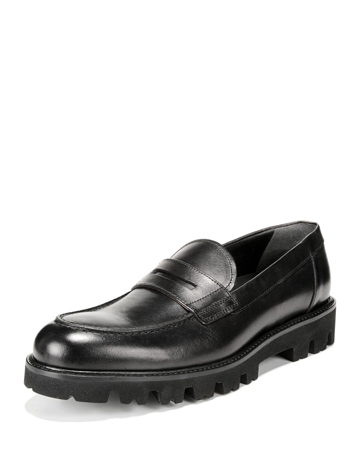 Vince Comrade Leather Loafers in Black 