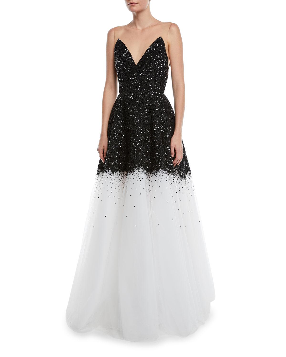 oscar de la renta black and white gown