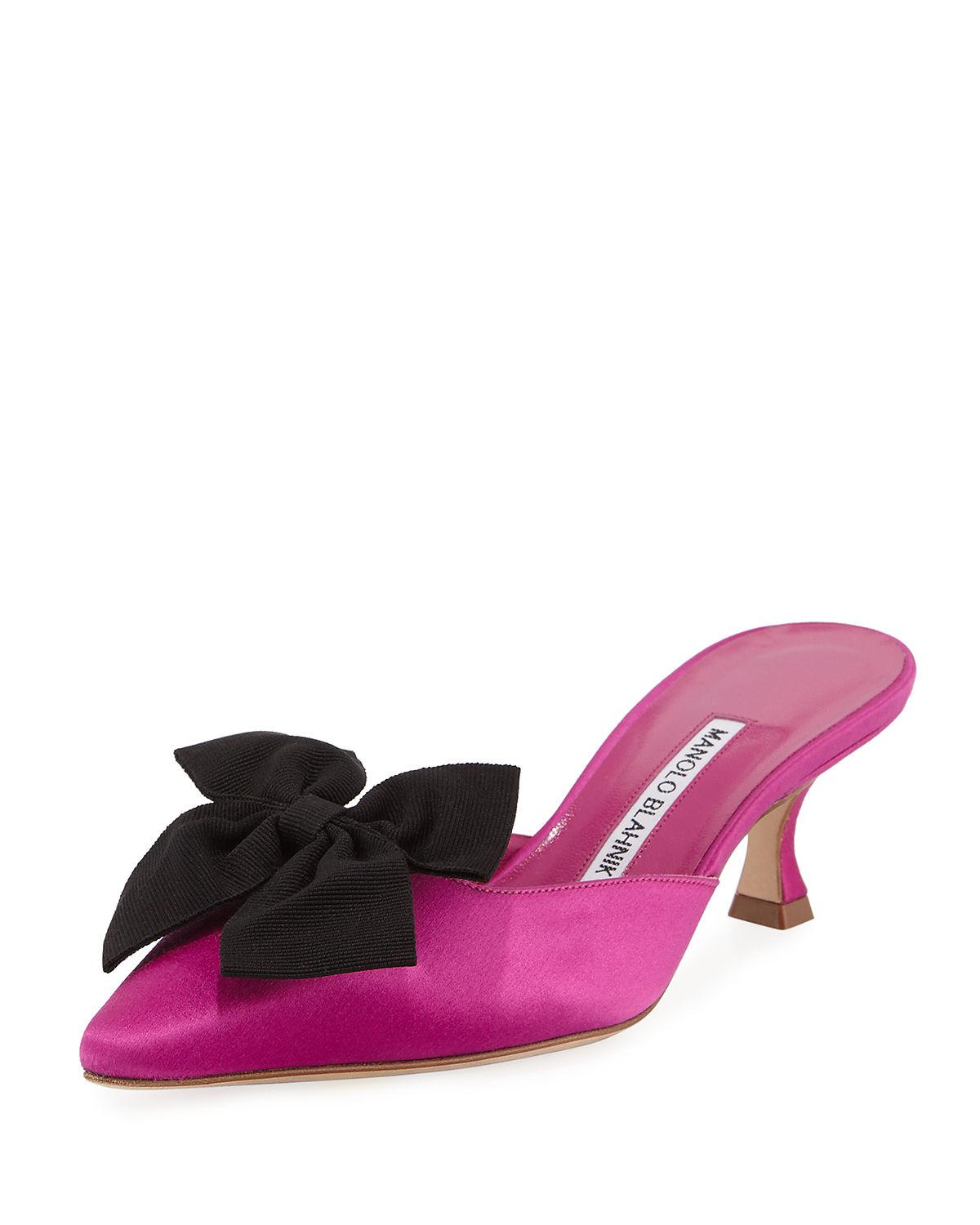 manolo blahnik satin mules