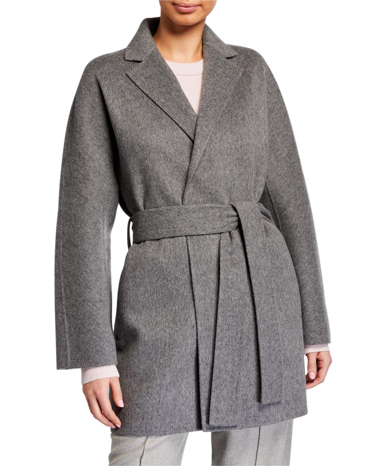 Vince Wool Belted Cardigan Coat in Gray - Lyst