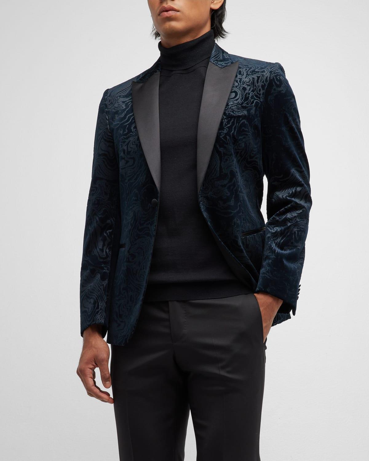 BOSS by HUGO BOSS Floral Velvet Tuxedo Jacket in Blue for Men | Lyst