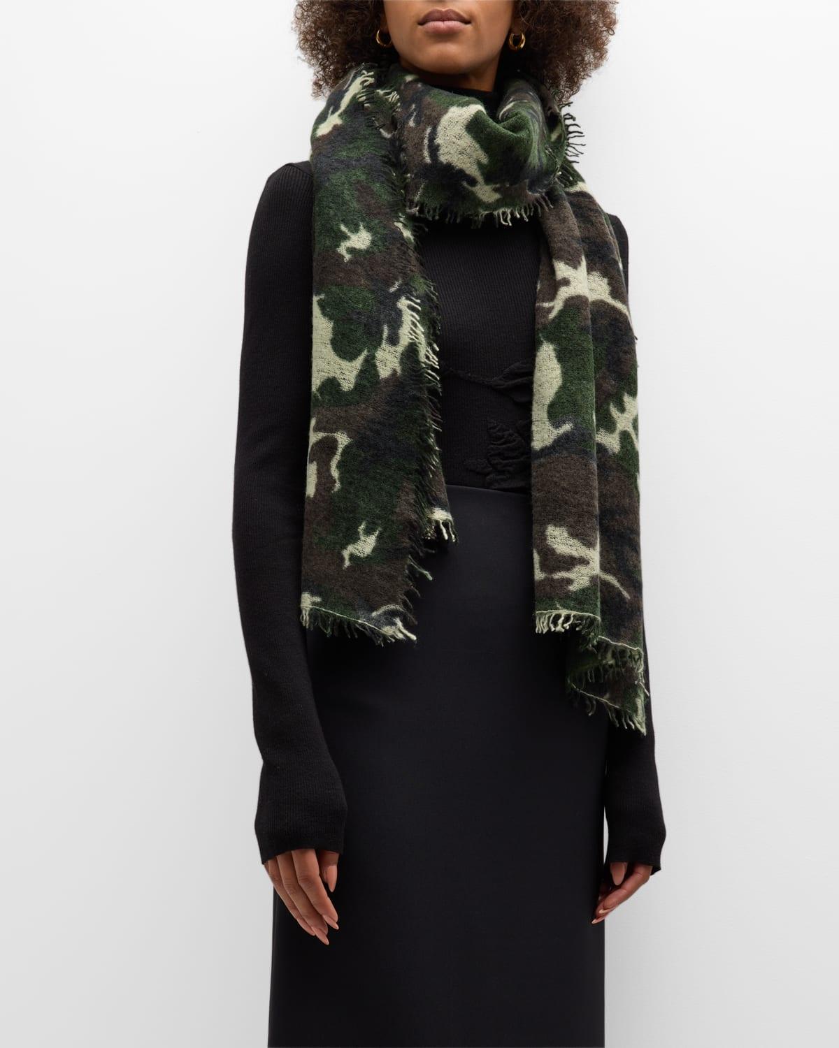 Bajra Camo Fringe Cashmere Scarf in Black | Lyst