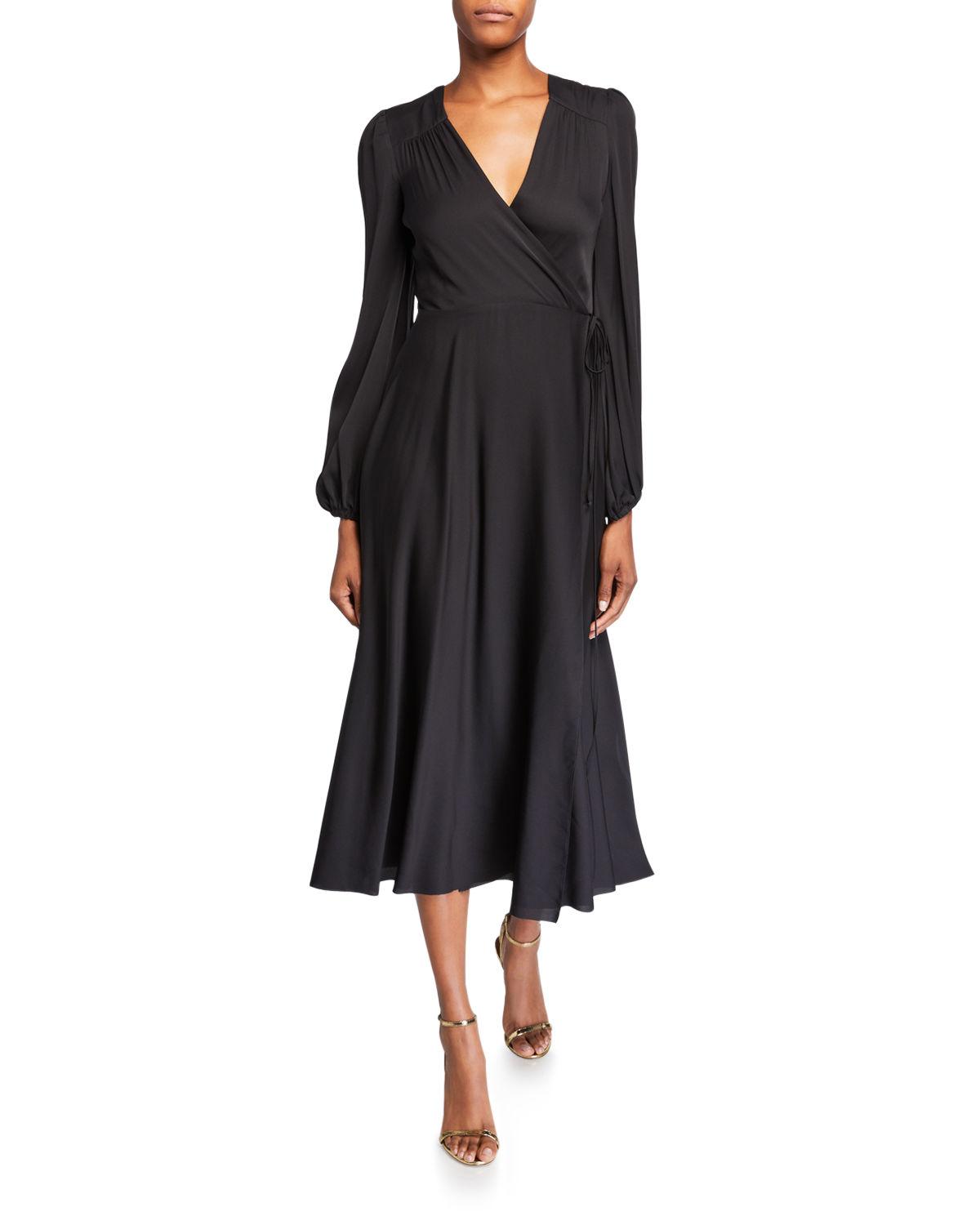 long sleeve satin midi
