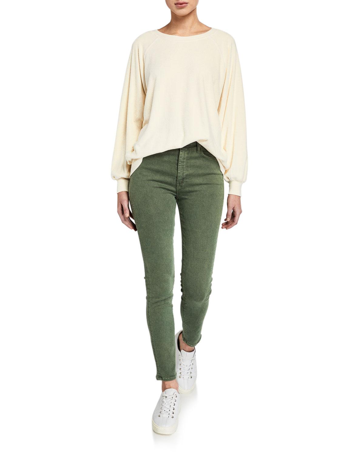 Mother Denim High-waist Looker Ankle Skinny Jeans in Dark Olive (Green) - Lyst