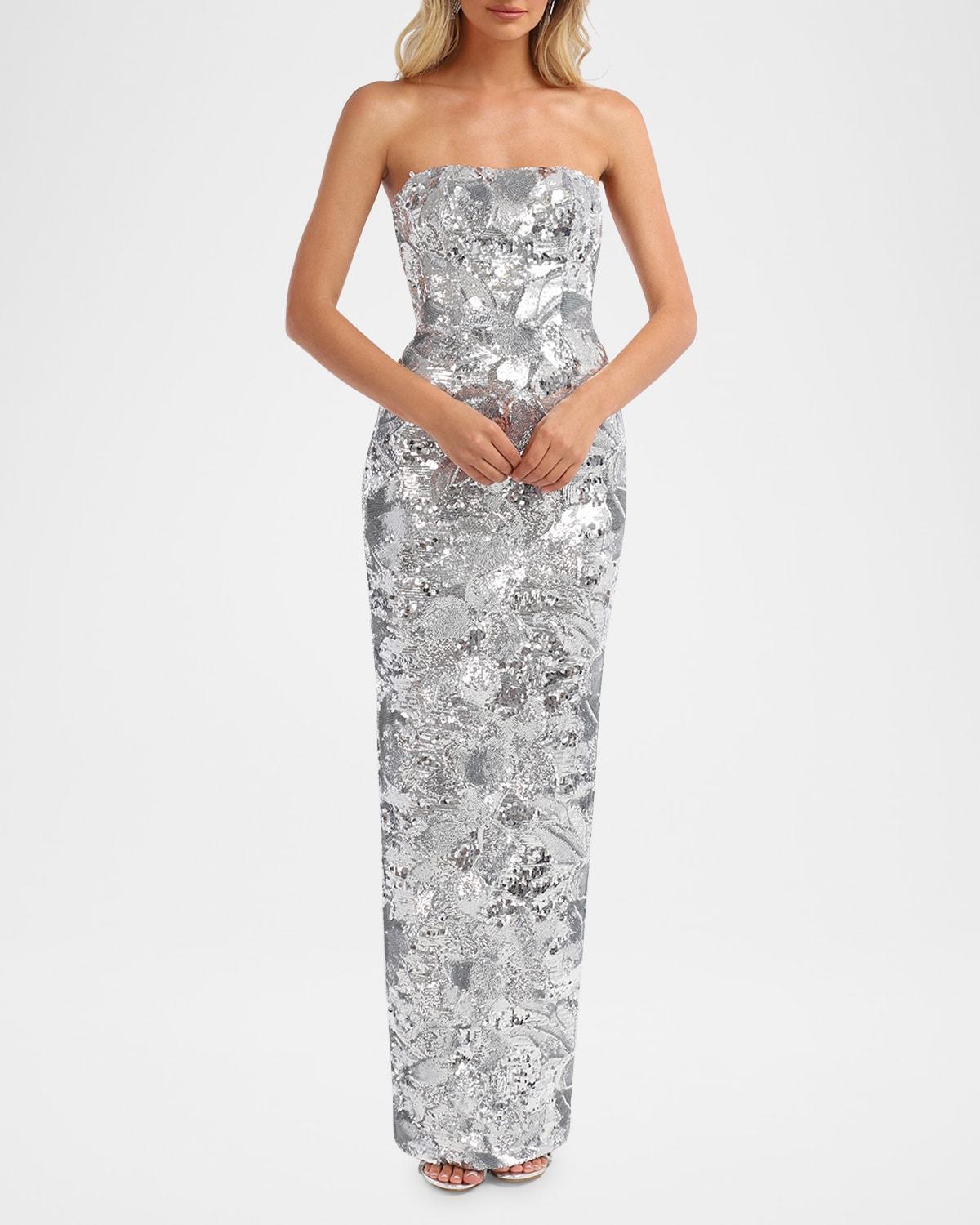 HELSI Serena Strapless Floral Sequin Column Gown | Lyst