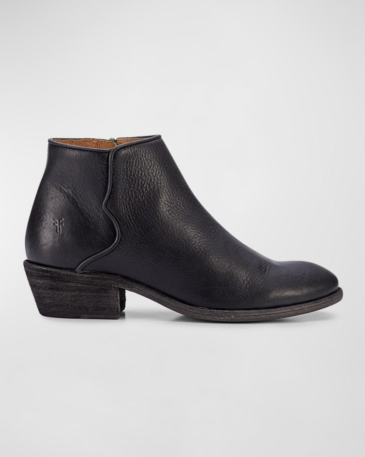 Frye Carson Leather Piping Zip Booties in Black | Lyst