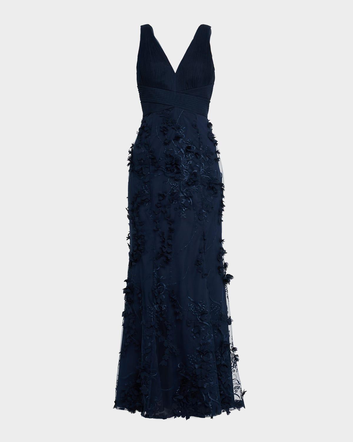 embroidered flower dresses Aidan Mattox Embellished Embroidered Evening Dress main image 1