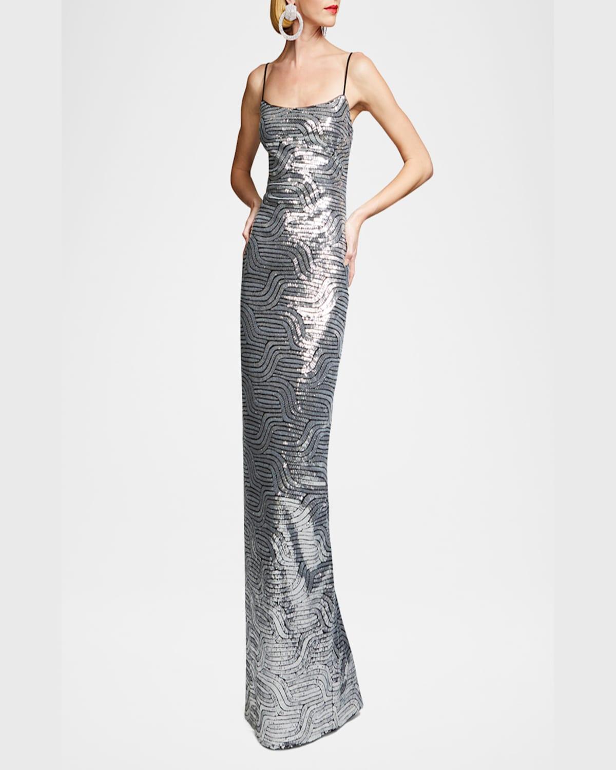 Halston heritage silver high quality gown