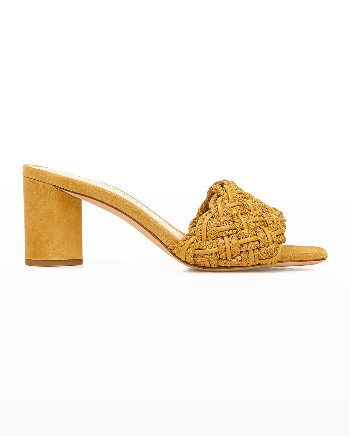 Veronica Beard Kerra Woven Block-heel Slide Sandals in Metallic | Lyst