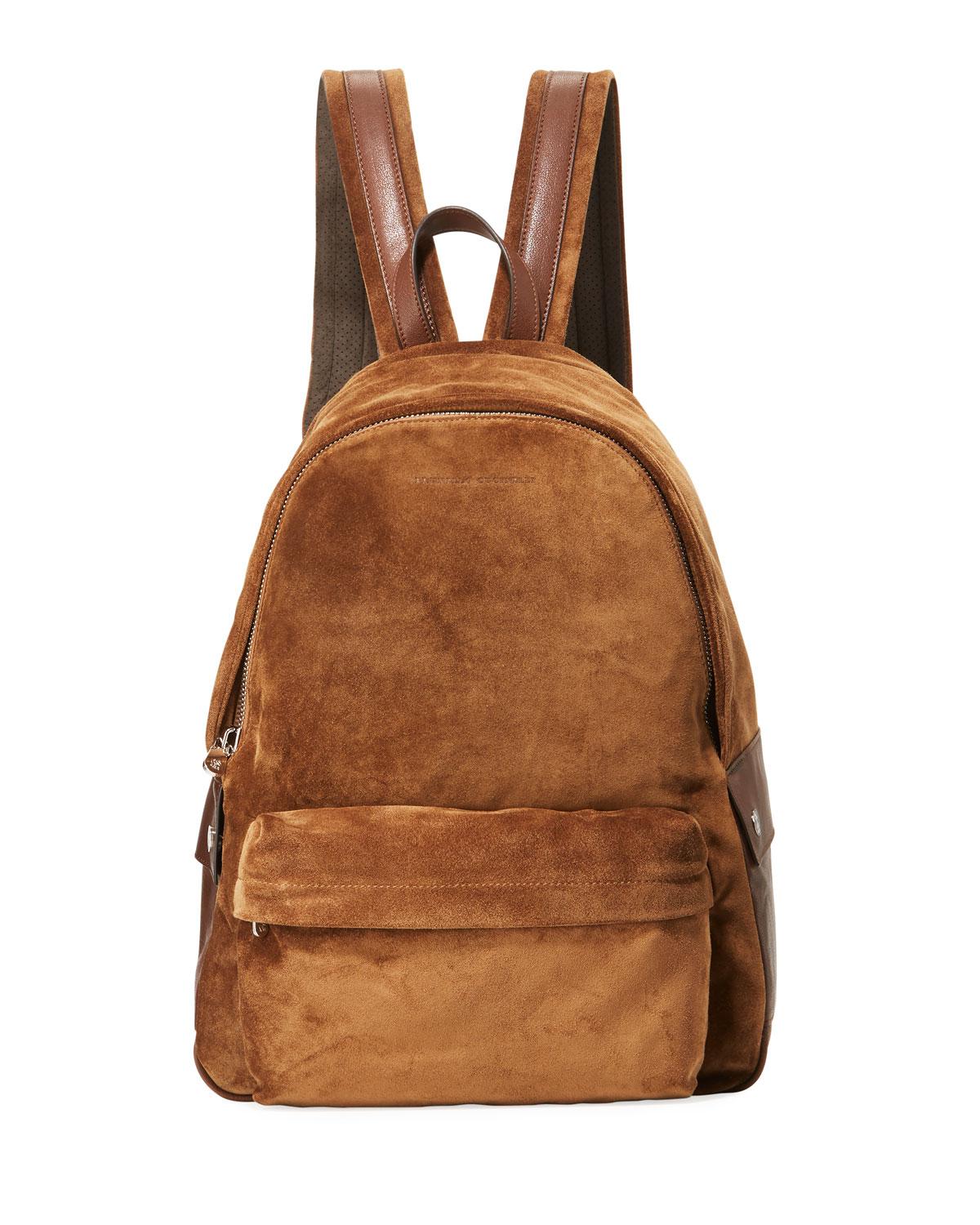 Brunello Cucinelli Suede Backpack in Brown for Men Lyst