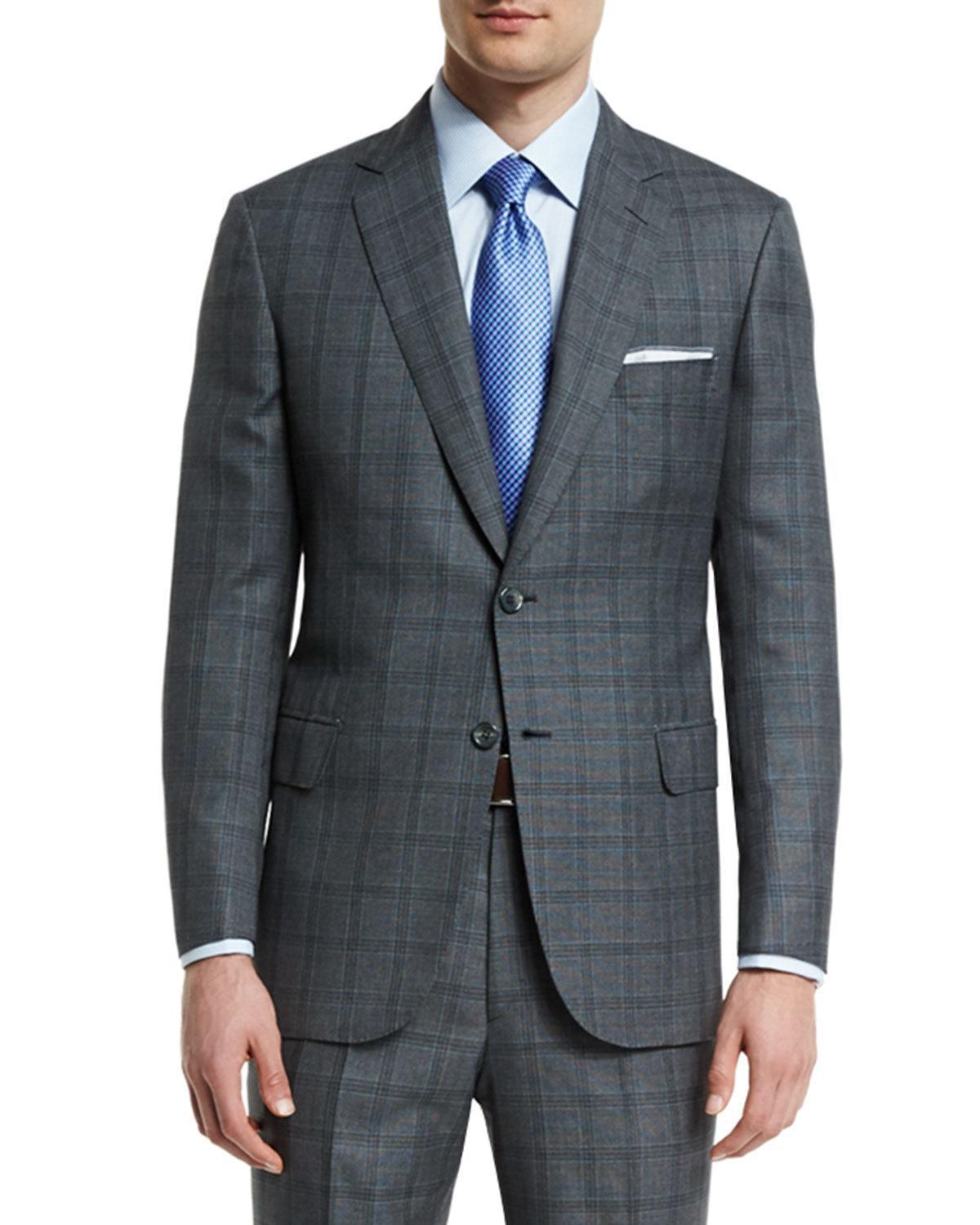 Brioni Birdseye Plaid Two-button Wool Suit in Gray for Men - Lyst