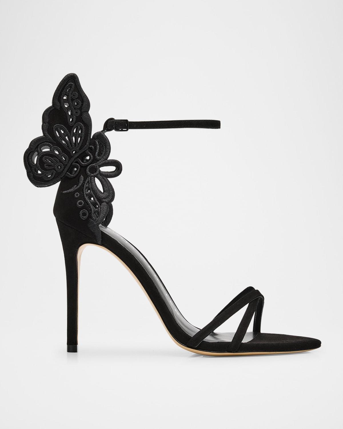 Sophia Webster Chiara Suede Butterfly Ankle Strap Sandals in Black Lyst