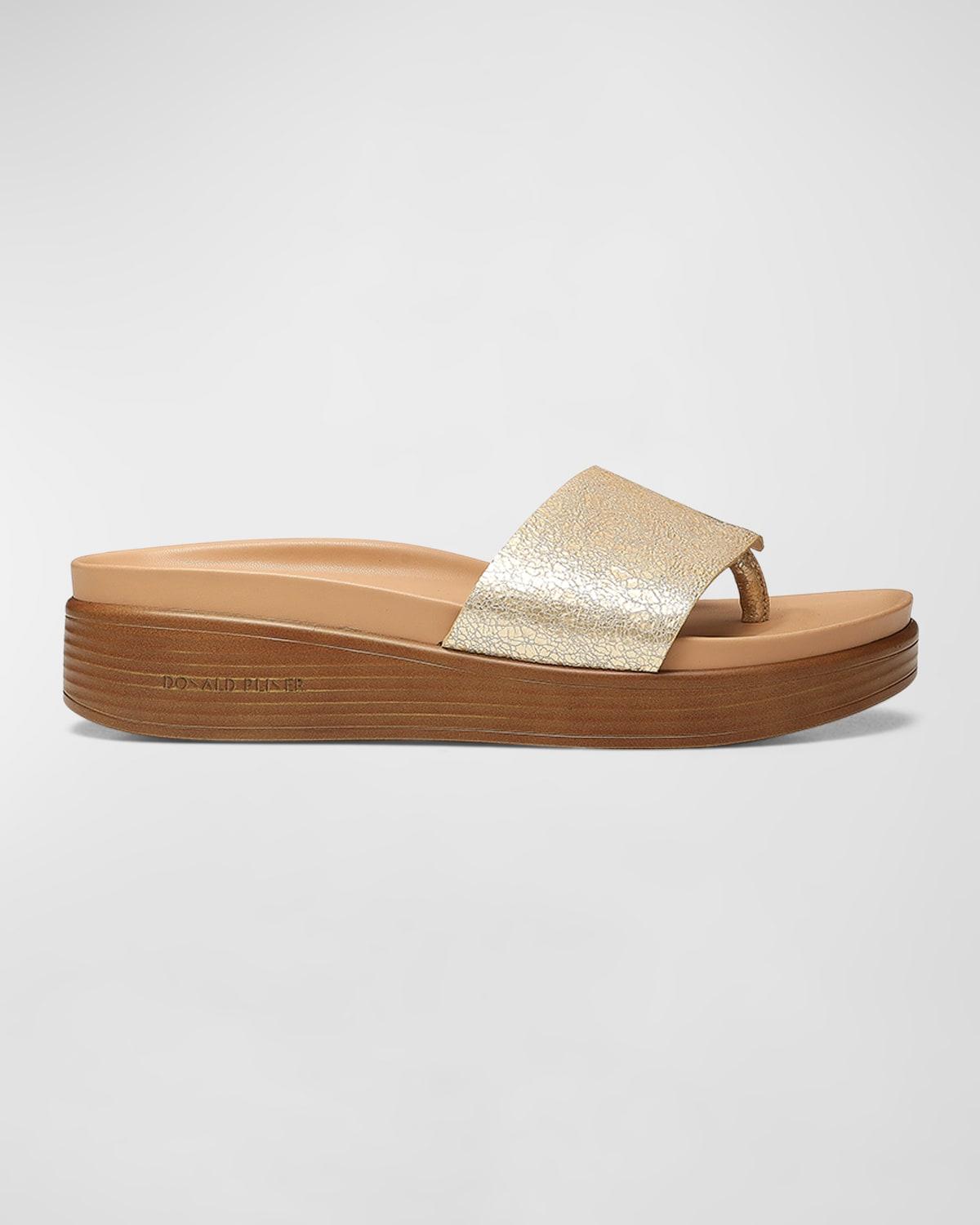 Donald J Pliner Fifi Metallic Wedge Thong Sandals | Lyst