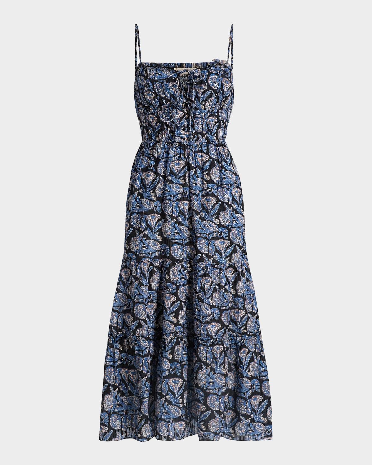 knee length dresses for ladies Ulla Johnson Anela Sleeveless Midi Dress Chambray main image 1