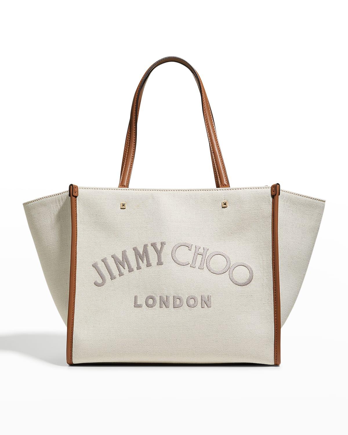 Jimmy Choo Varenne Logo Canvas Tote Bag in White | Lyst