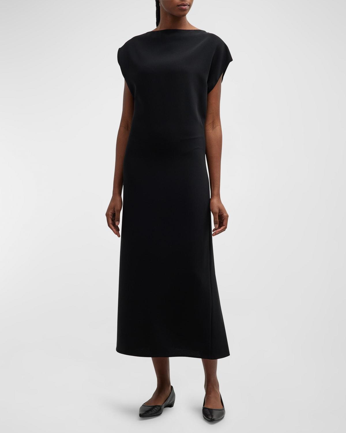 The Row Blathine Cap-sleeve Midi Dress in Black | Lyst
