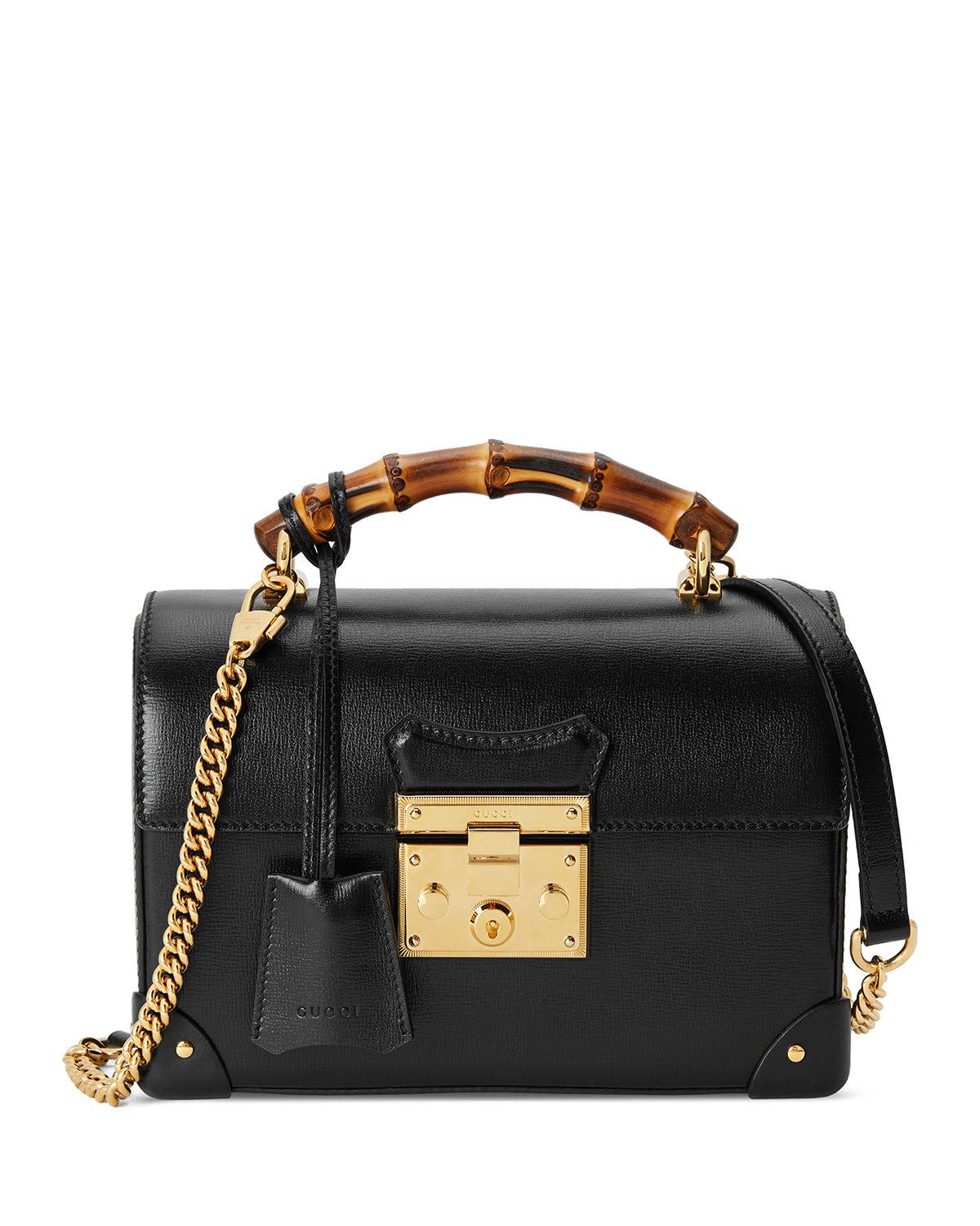 Gucci Padlock Small Bamboo Shoulder Bag in Black Lyst
