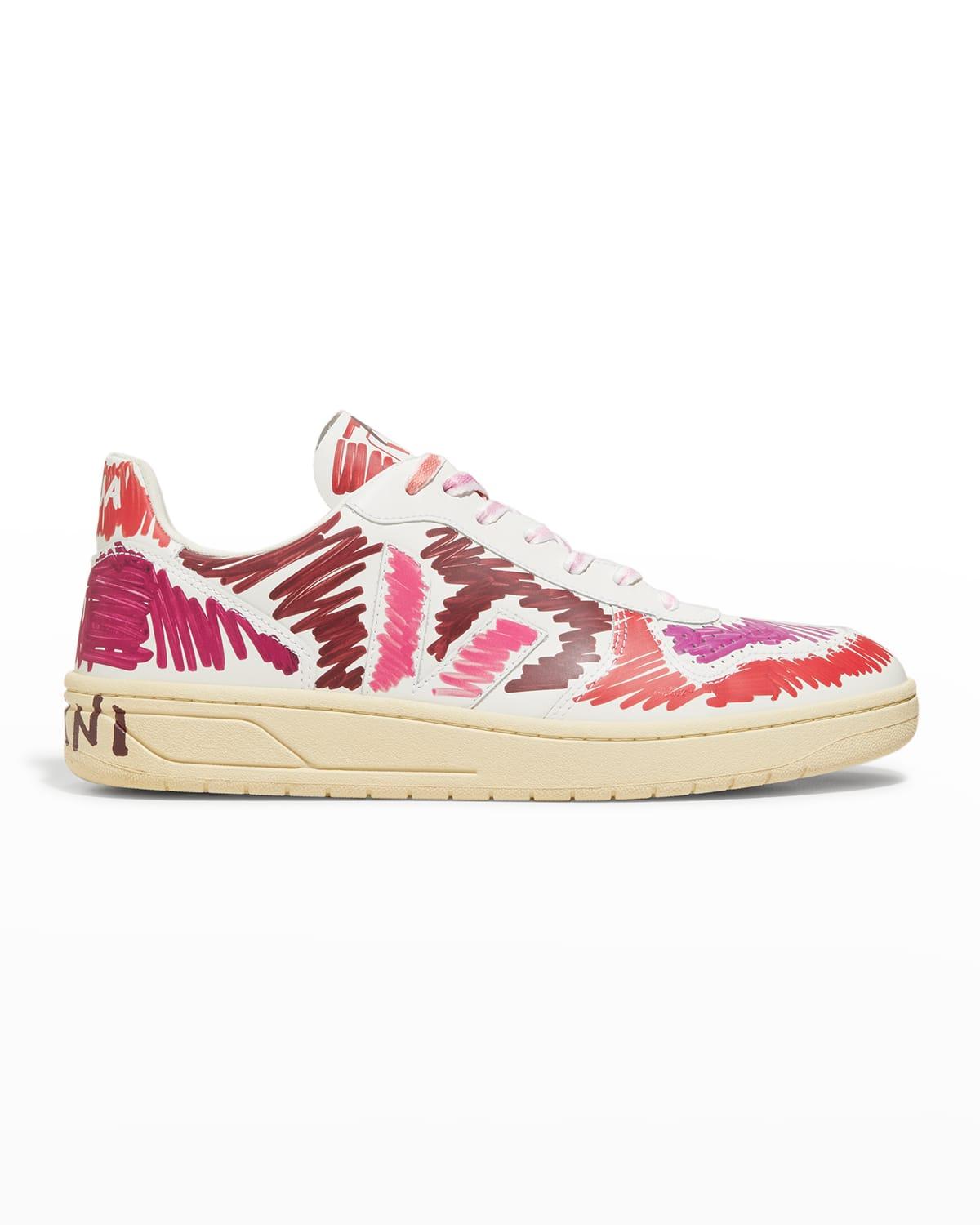 Marni X Veja V-10 Multicolor Scribble Leather Low-top Sneakers in Pink for  Men | Lyst
