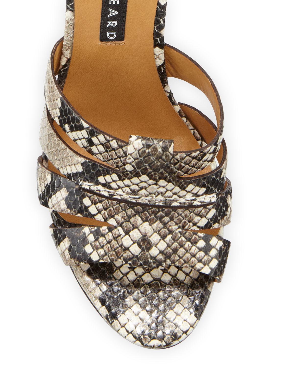 Veronica Beard Leather Charley Snake-print Ankle-wrap Sandals - Lyst