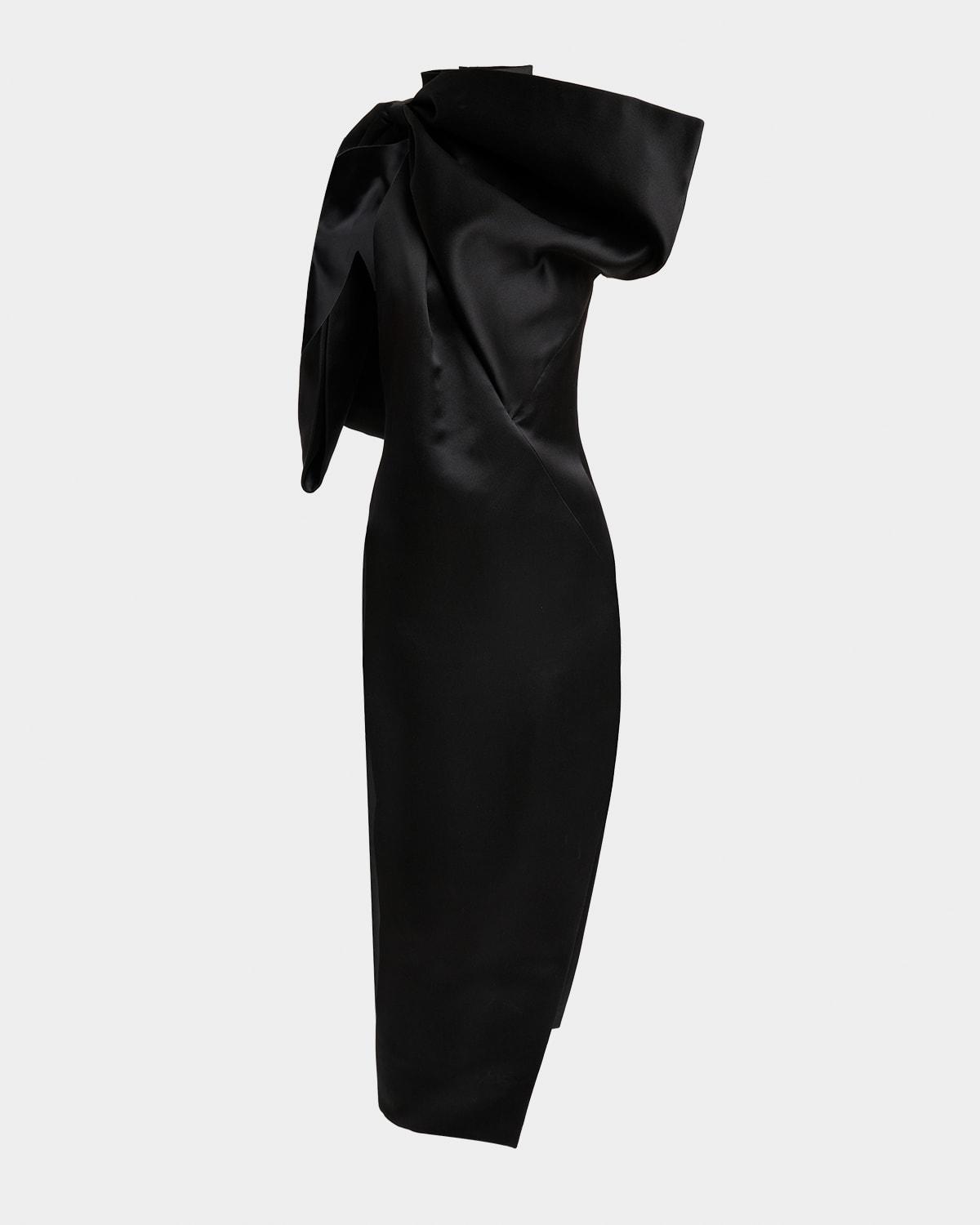 Givenchy Big Bow Satin Backless Halter Midi Dress in Black | Lyst