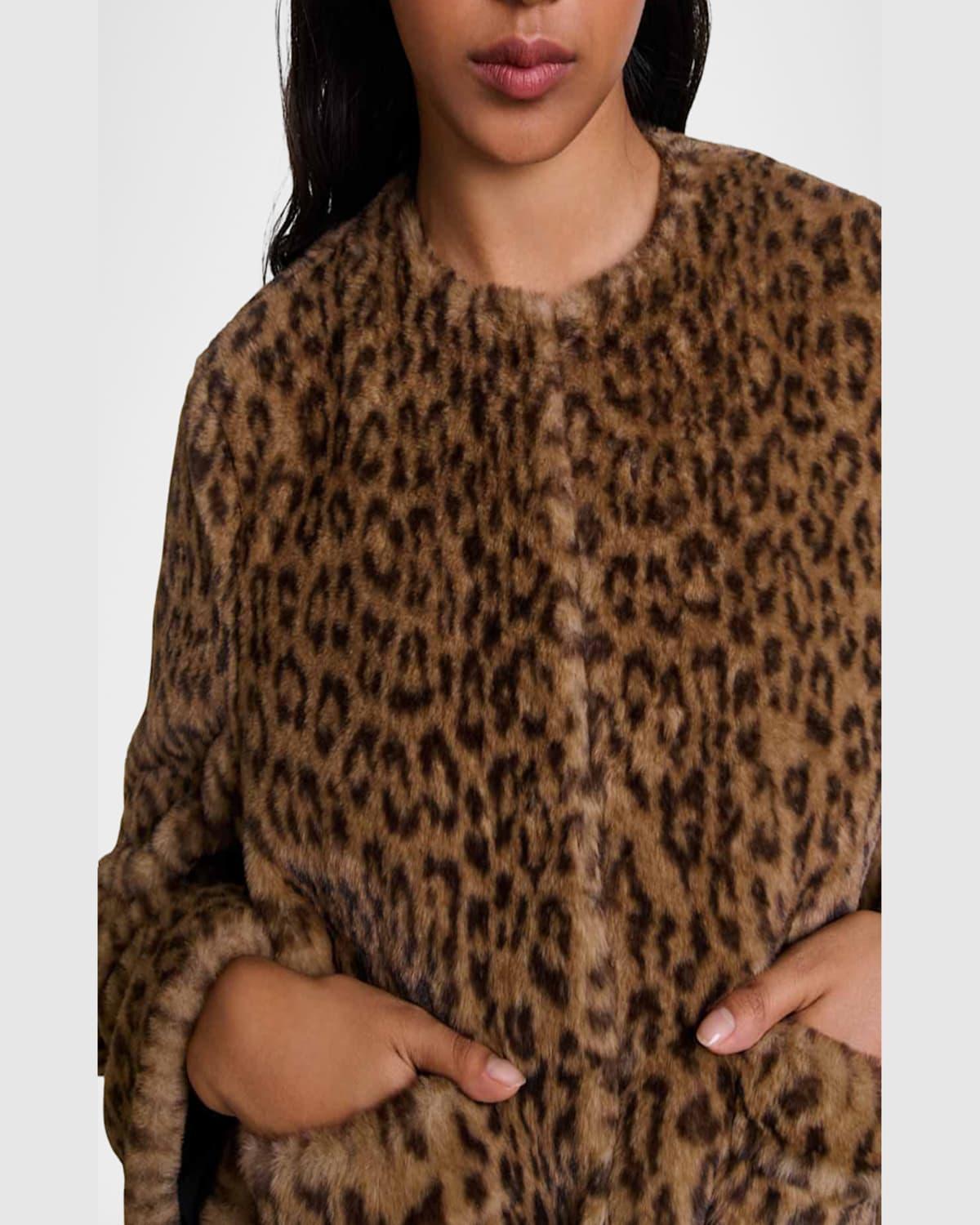 Maje Vifaleo Leopard Faux Fur Jacket in Brown Lyst