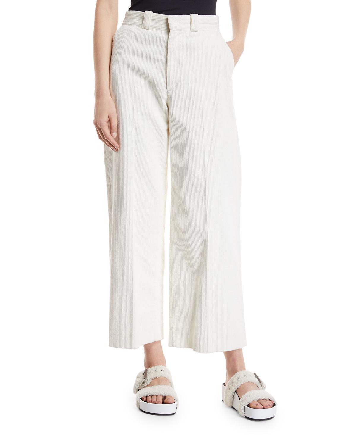 white corduroy wide leg pants