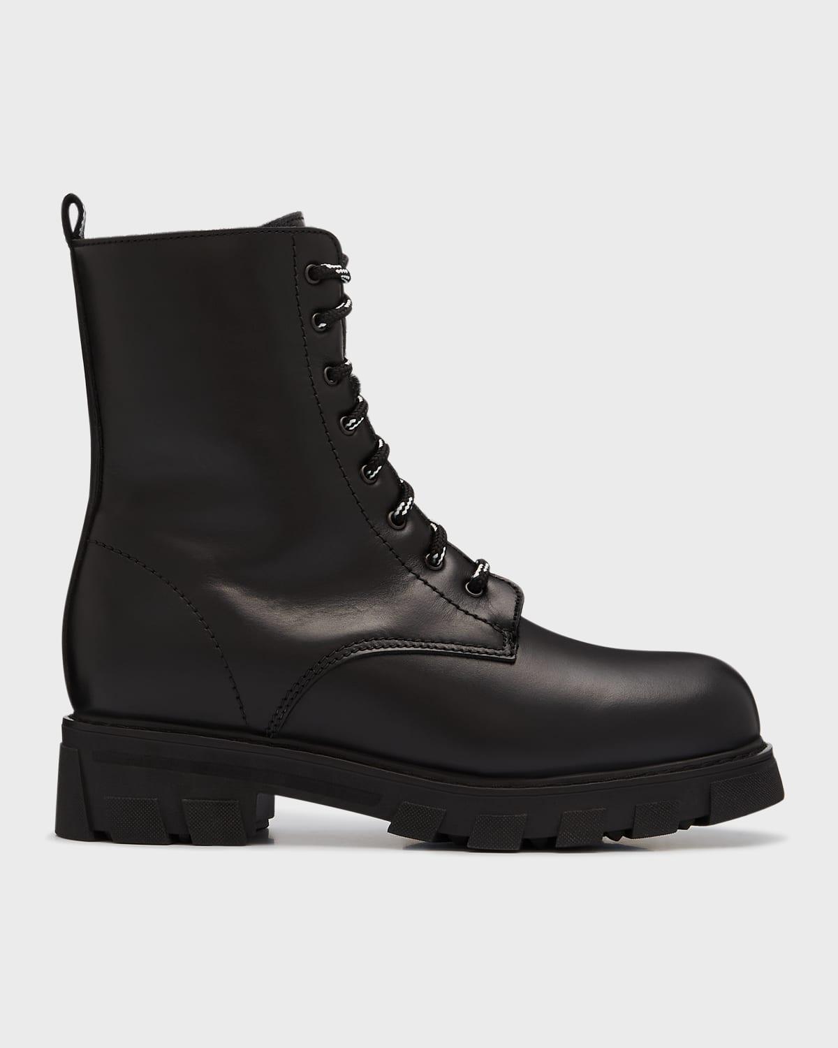 La Canadienne Agusta Leather Combat Boots in Black | Lyst