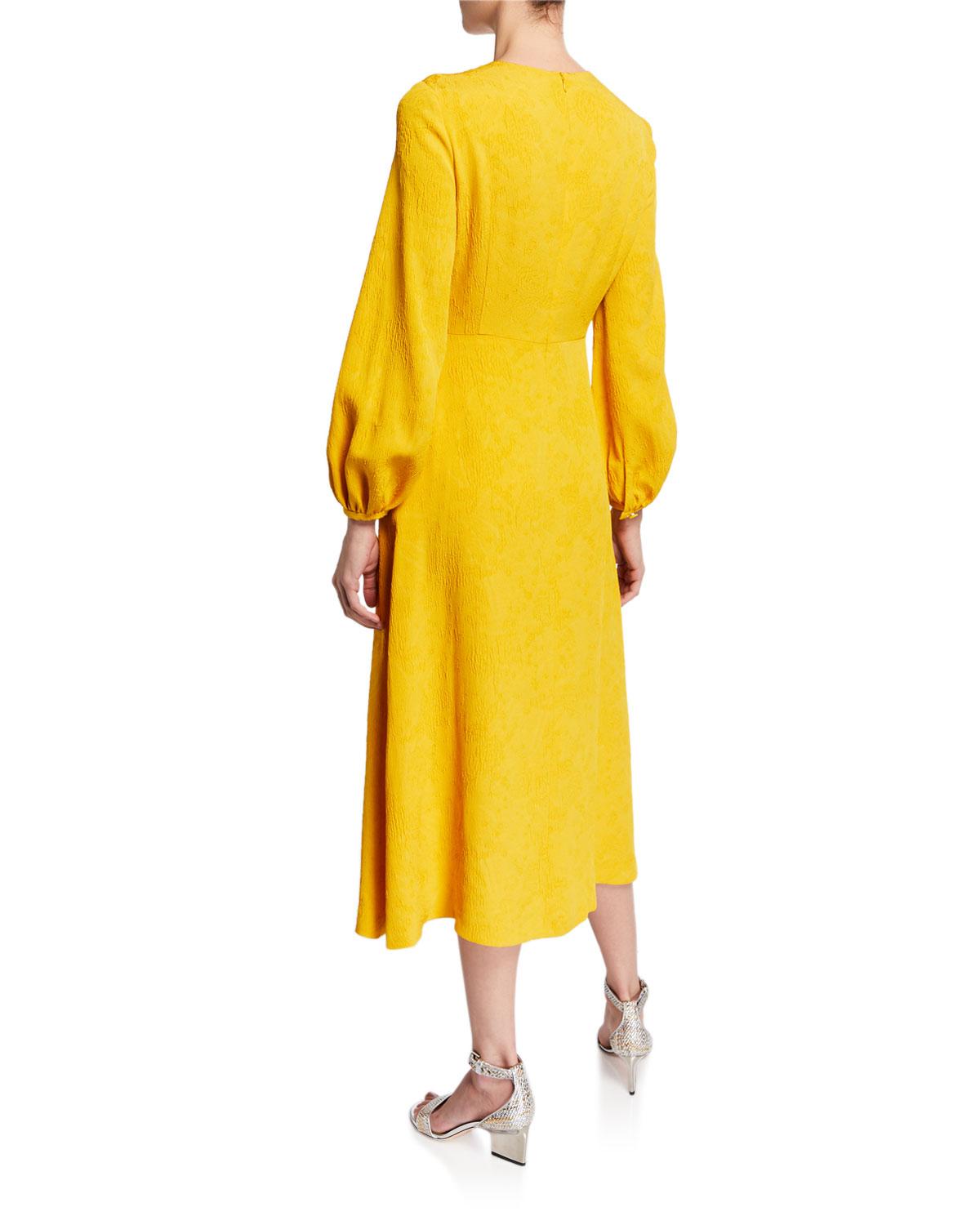 ESCADA Synthetic Blouson-sleeve Jacquard Fit-&-flare Midi Dress in ...