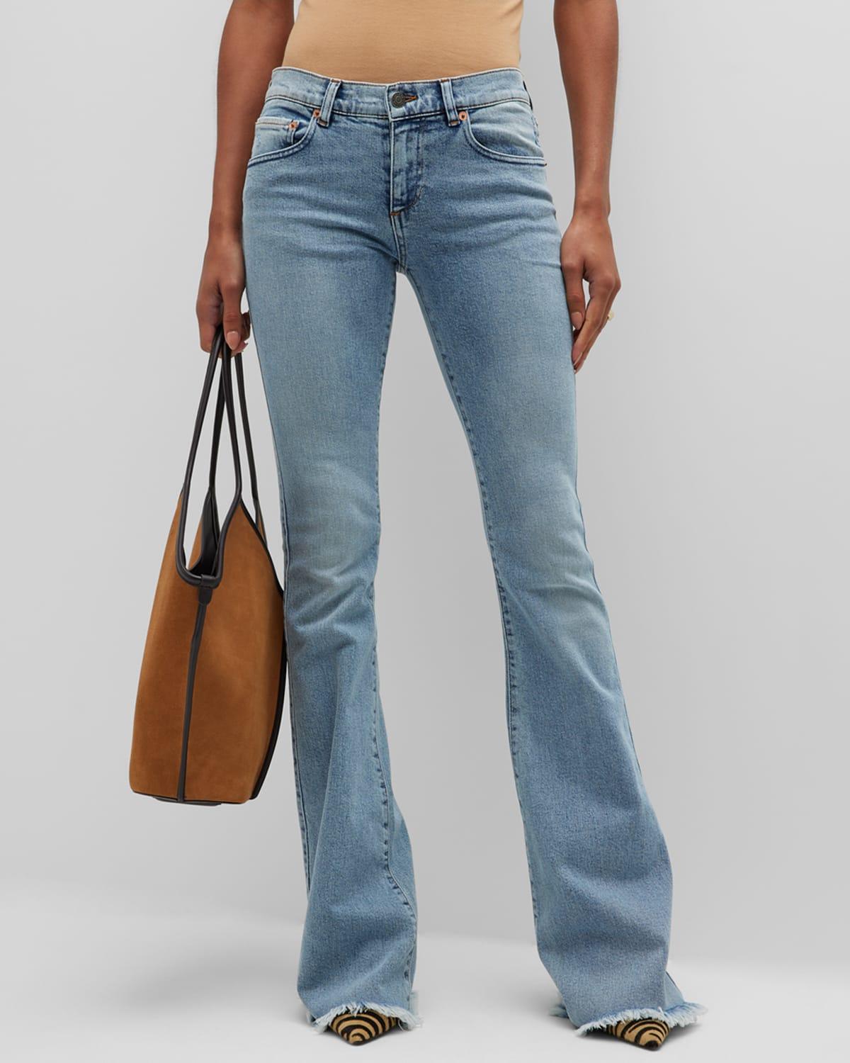 SER.O.YA Demi Low-rise Frayed Flared Jeans in Blue | Lyst