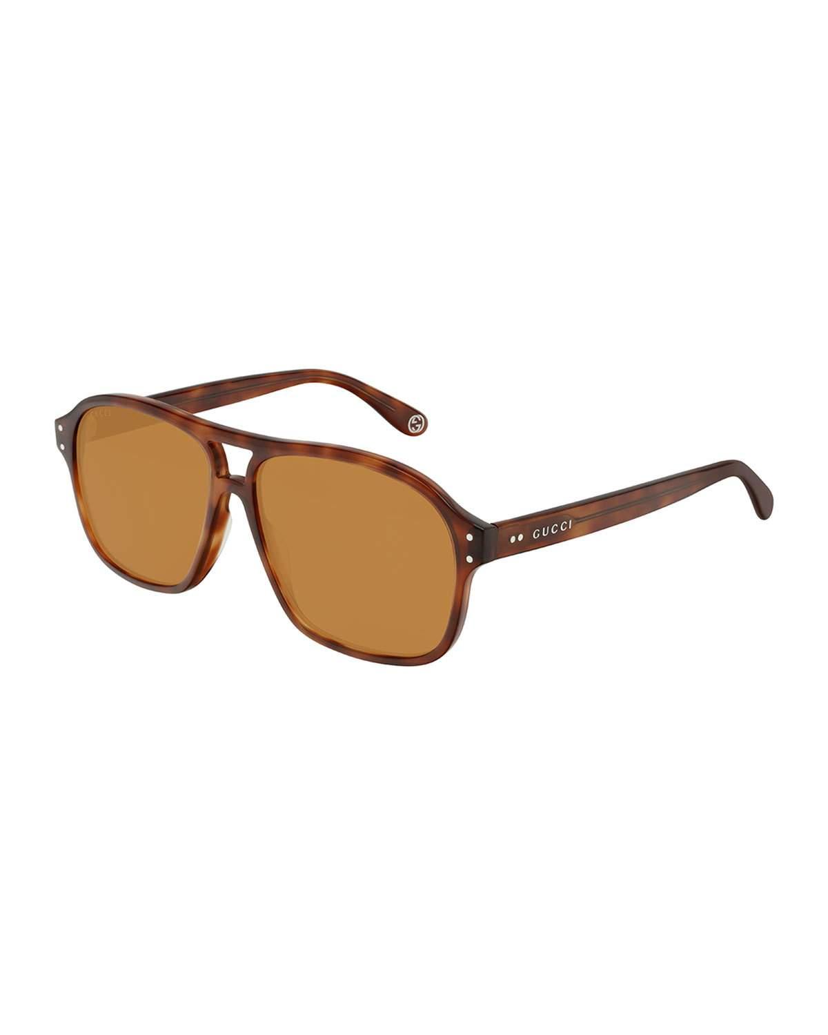 Gucci Men S Rectangle Tortoiseshell Sunglasses In Brown For Men Lyst