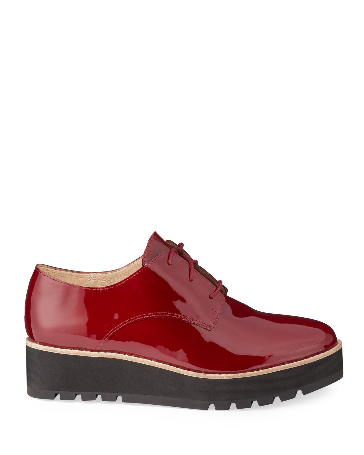 Eileen Fisher Leather Eddy Patent Platform Oxford Shoes in Burgundy (Red) - Save 58% - Lyst