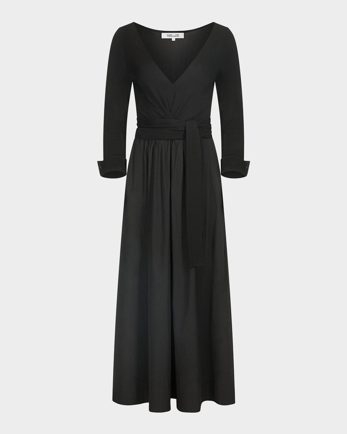 Diane von Furstenberg Ballerina A-Line Wrap Midi Dress in Black | Lyst