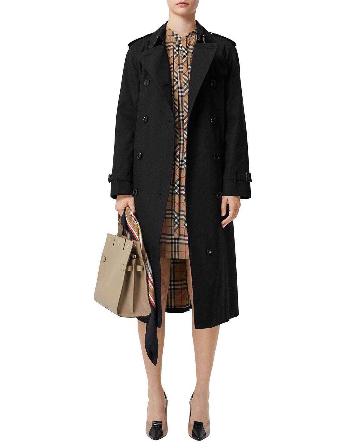 Burberry Cotton The Long Waterloo Heritage Trench Coat in Black - Save ...