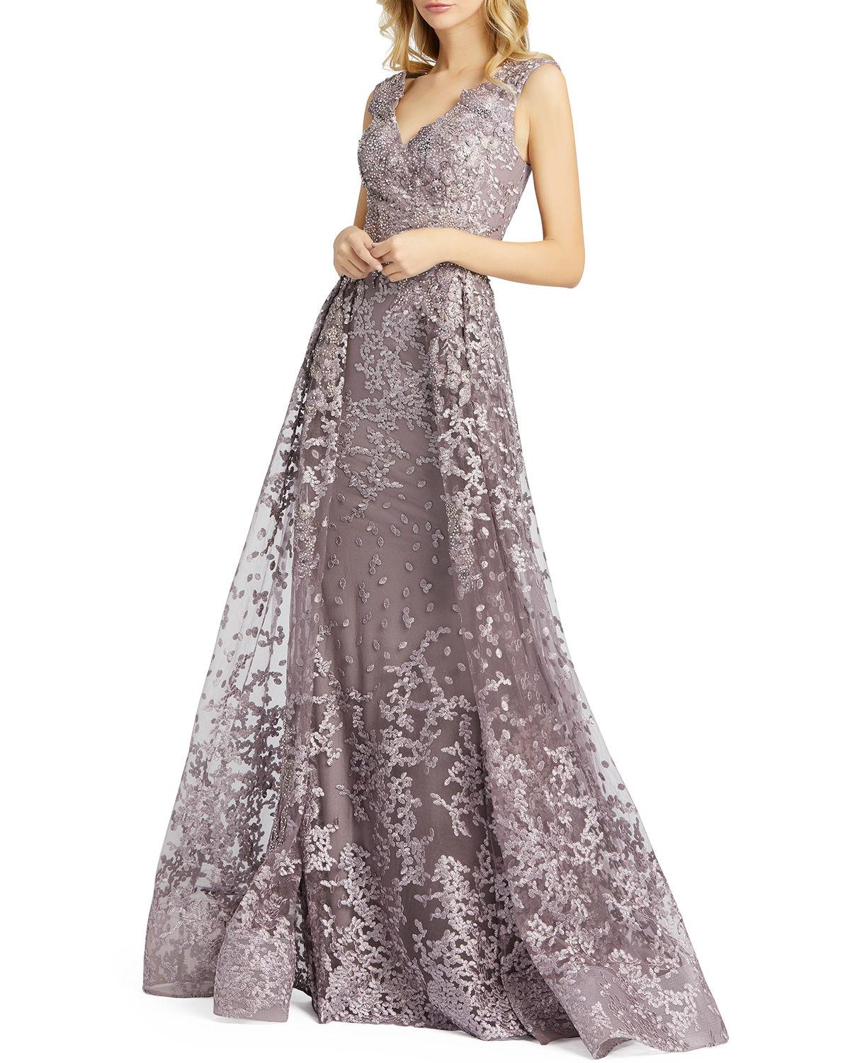 Mac Duggal Floral Embellished Embroidered Gown : Mac Duggal Prom - 67118M Embellished Plunging V
