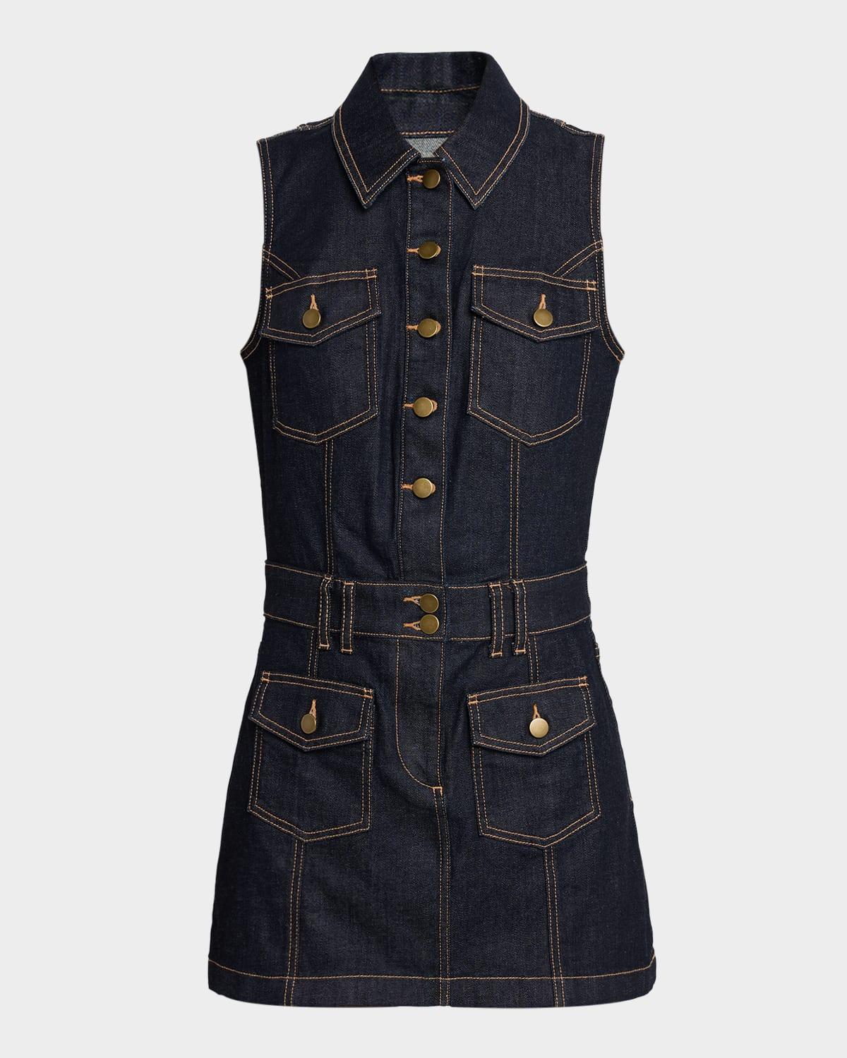 ramy brook denim dress Skylar Short Sleeve Braided in Light Wash braided details adorning the pocketsa nod to artisan techniques discovered in distant markets Ramy Brook Skylar Short Sleeve