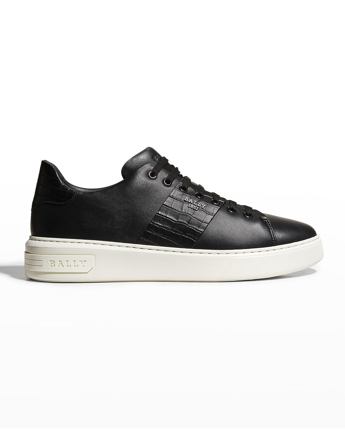 Bally Mattye Croc-printed Leather Low-top Sneakers in Black for Men | Lyst
