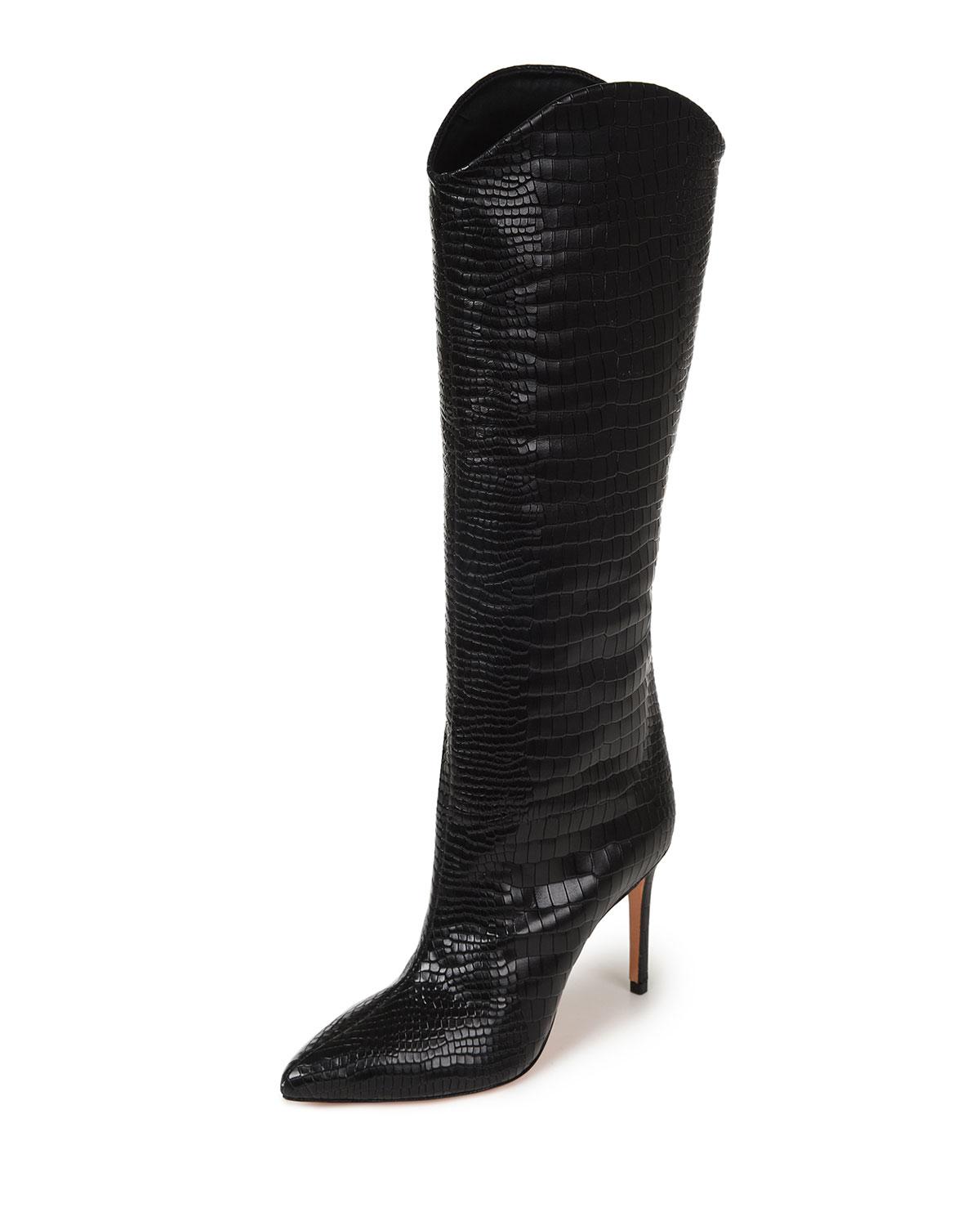 Schutz Maryana Snakeprint Leather Knee Boots in Black Lyst