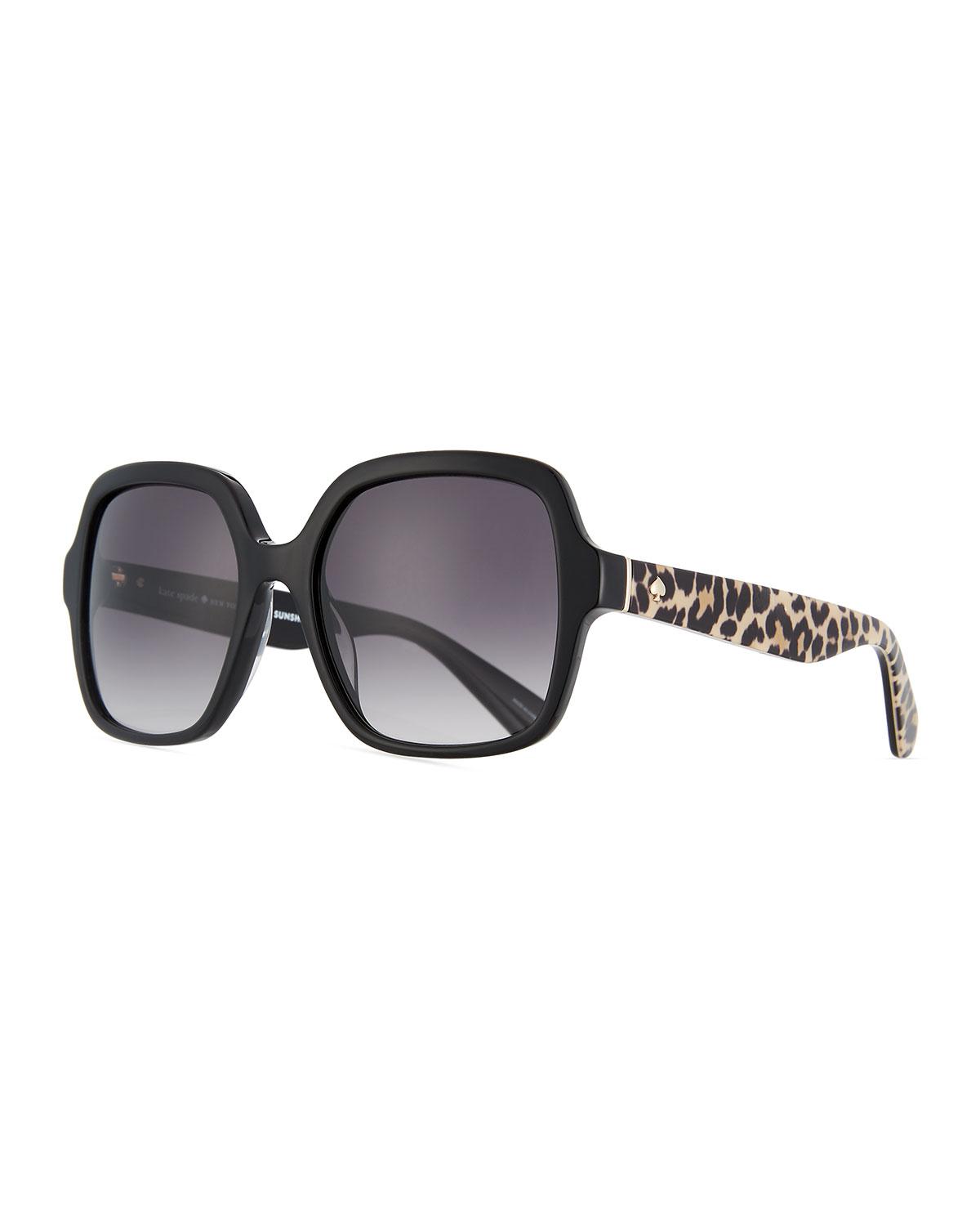 Kate Spade Katelee Square Leopardarms Sunglasses in Black Lyst