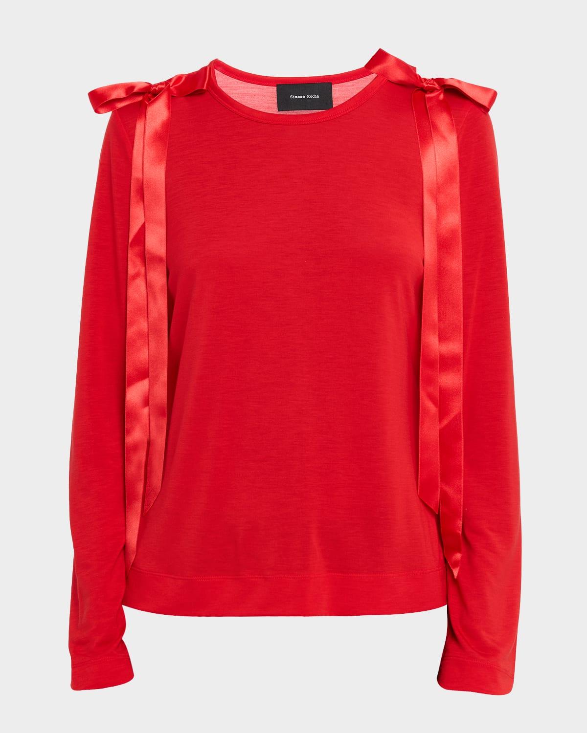 【関税込み】Simone Rocha レッド Bow Ribbon Tail 長袖Tシャツ Bow Ribbon Tail Long Sleeve T-Shirt – Simone Rocha US