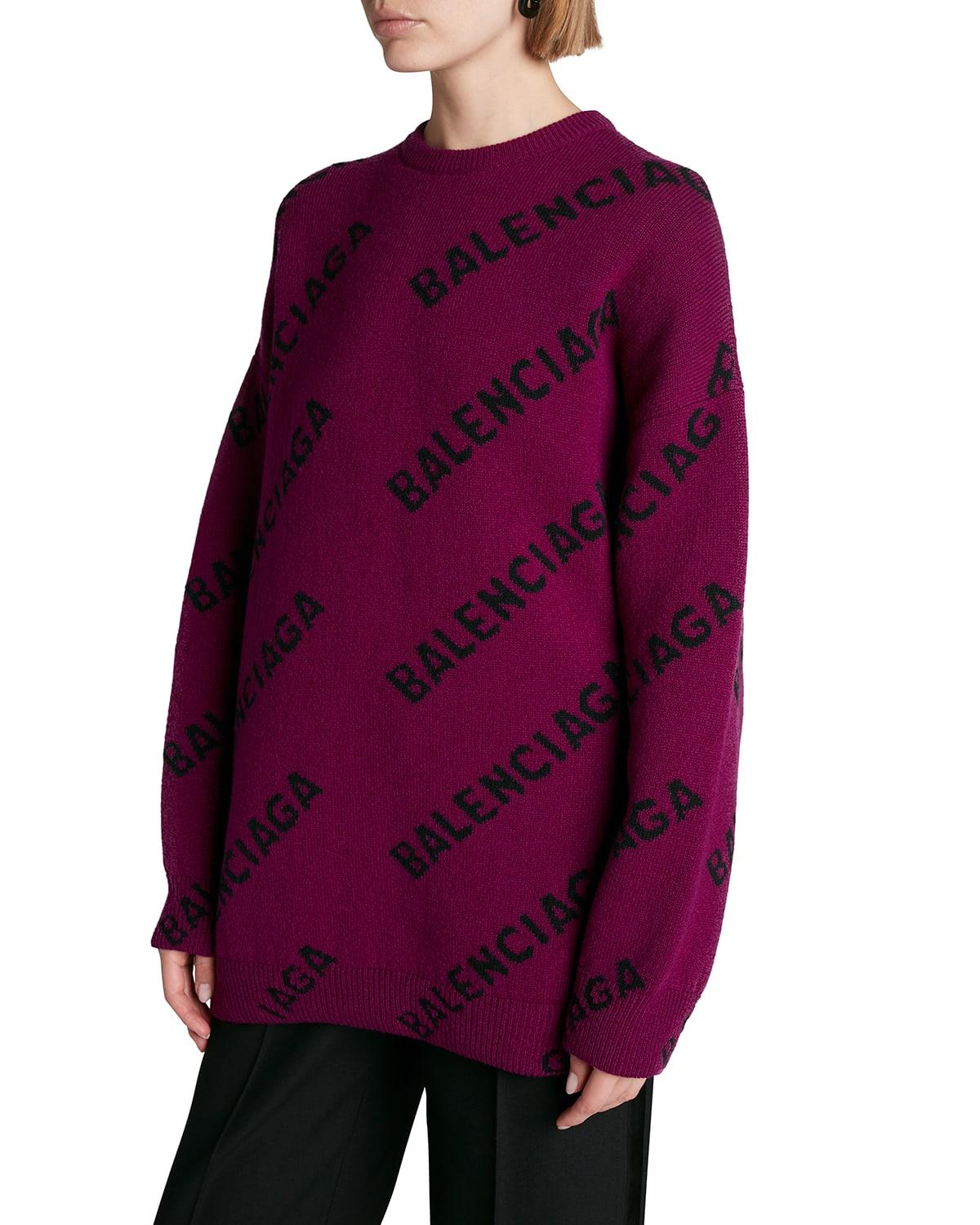 balenciaga logo wool sweater