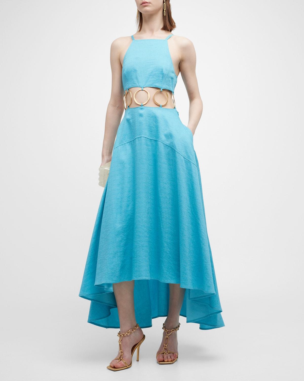Cult Gaia Rory Cutout Linen Midi Dress in Blue | Lyst