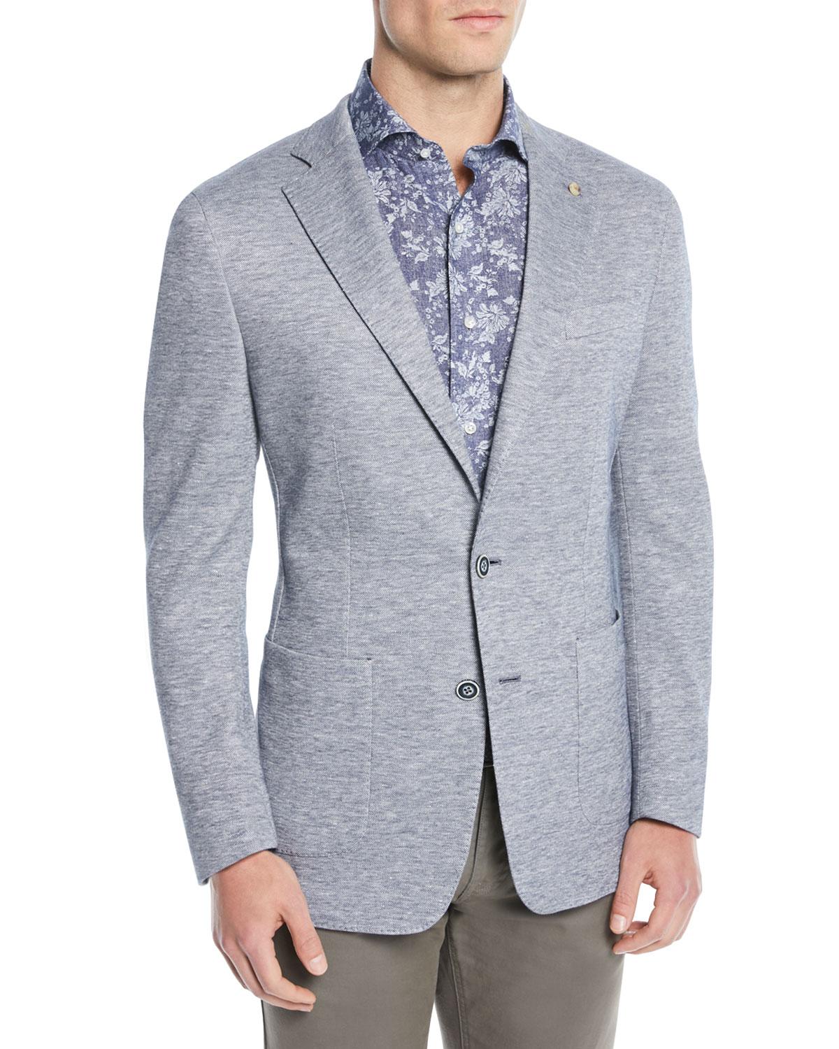 Peter Millar Cotton Men's Santorini-knit Chambray Soft Blazer Jacket in ...