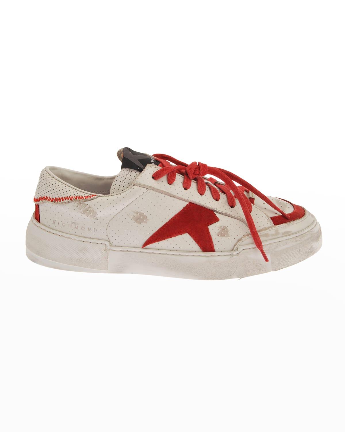John Richmond Leather-suede Low-top Sneakers in Pink for Men | Lyst